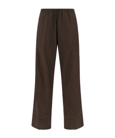 Yves Salomon Drawstring Casual Pants In Brown