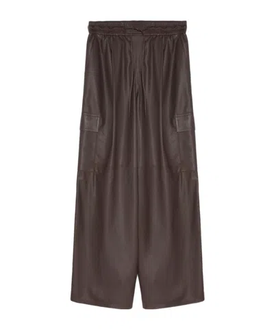 Yves Salomon Drawstring Casual Trousers In Brown
