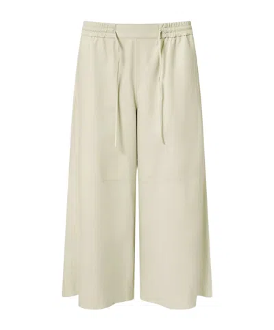 Yves Salomon Drawstring Leather Trousers In Neutral