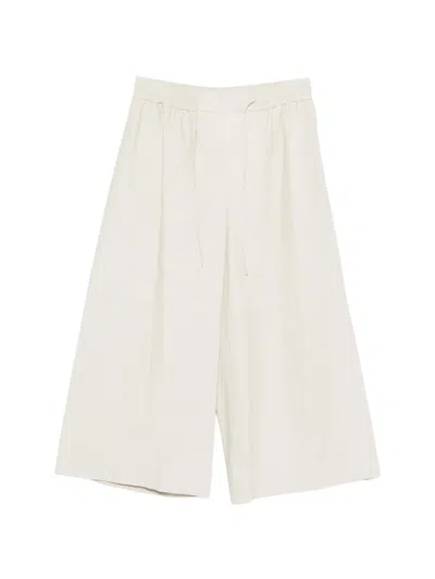 Yves Salomon Drawstring Leather Trousers In White