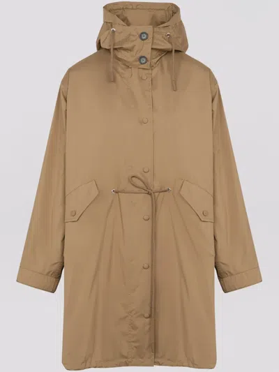 Yves Salomon Drawstring Parka In Brown