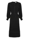 Yves Salomon Drawstring-waist Puff-sleeve Midi Dress In Multi