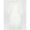 Yves Salomon Pleated Midi Dress In White