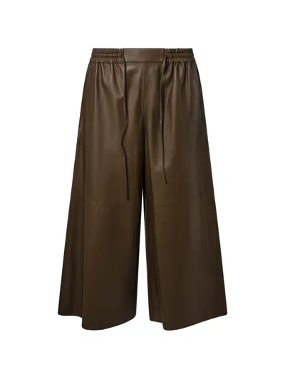 Yves Salomon Elasticated Drawstring Culottes In Brown