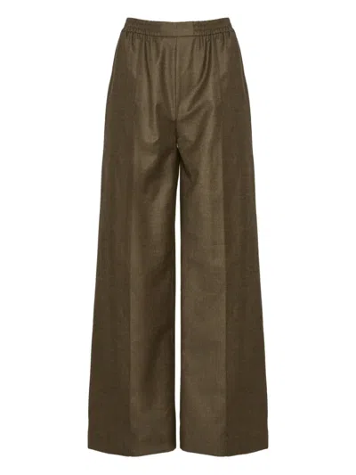 Yves Salomon Elasticated Waistband Flannel Trousers In Brown