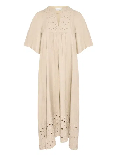 Yves Salomon Embroidered-detail Midi Dress In Neutral