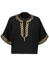 Yves Salomon Embroidered Silk Blouse In Black