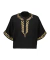 Yves Salomon Embroidered Silk Blouse In Black
