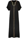 Yves Salomon Embroidered Silk Dress In Black