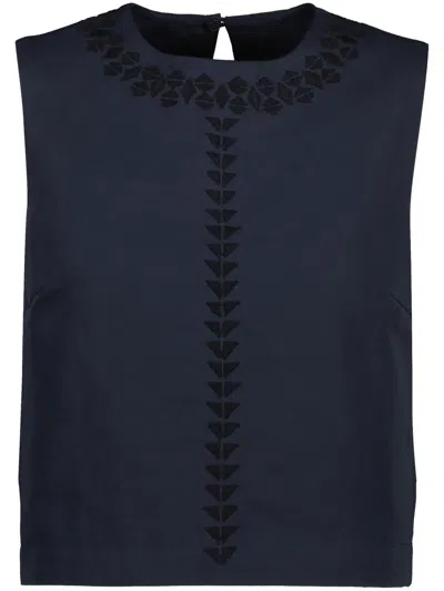 Yves Salomon Embroidered Top In Blue