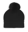 Yves Salomon Enfant Cashmere Pom-pom Beanie In Black
