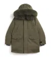 Yves Salomon Enfant Cotton-blend Fur-trim Parka Jacket In Green