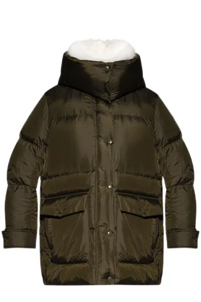 Yves Salomon Extra Large Down Jacket In Green