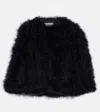 Yves Salomon Faux Fur Cape In Noir