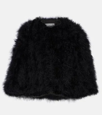 Yves Salomon Faux Fur Cape In Noir