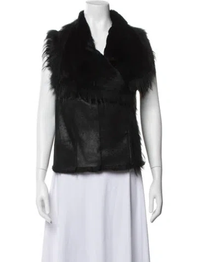 Pre-owned Yves Salomon Faux Fur Coat In Black