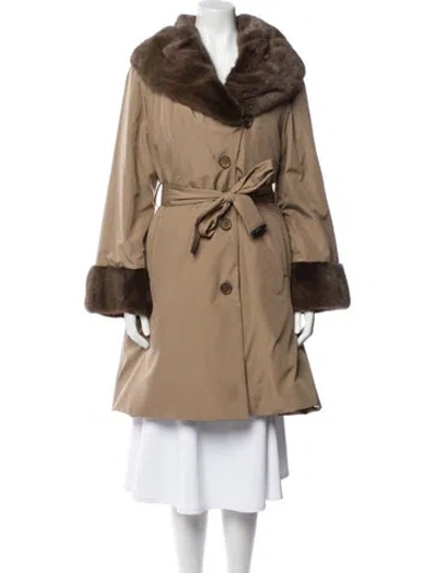 Pre-owned Yves Salomon Faux Fur Coat In Brown