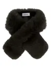 Yves Salomon Faux-fur Cotton Scarf In Green