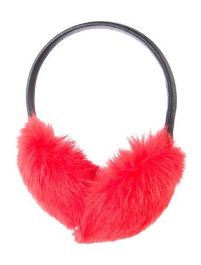 Pre-owned Yves Salomon Faux Fur Ear Muffs In Red
