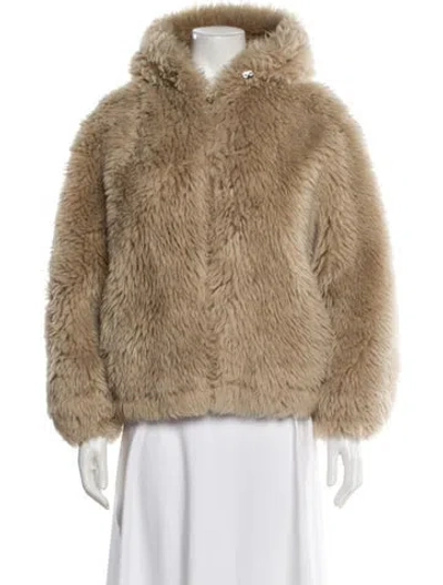 Pre-owned Yves Salomon Faux Fur Faux Fur Coat In Neutral