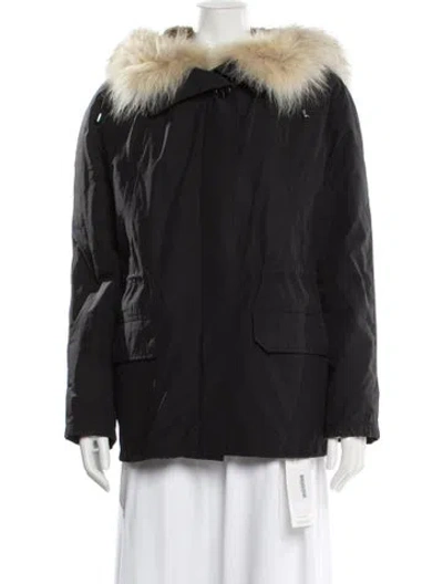 Pre-owned Yves Salomon Faux Fur Jacket In Black