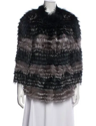 Pre-owned Yves Salomon Faux Fur Jacket In Blue