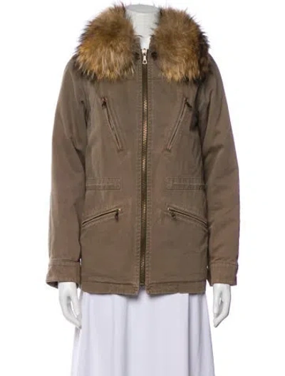 Pre-owned Yves Salomon Faux Fur Jacket In Brown