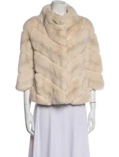 Pre-owned Yves Salomon Faux Fur Jacket In Neutral