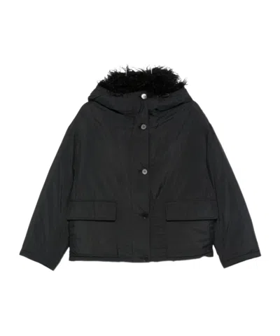 YVES SALOMON FAUX FUR-TRIM HOODED JACKET
