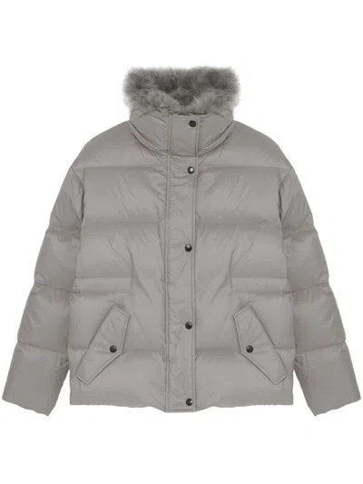 Yves Salomon Faux-fur Trimmed Puffer Jacket In Grey