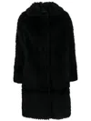 Yves Salomon Faux-fur Wool-blend Coat In Black
