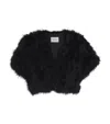 Yves Salomon Feather Bolero Jacket In Black