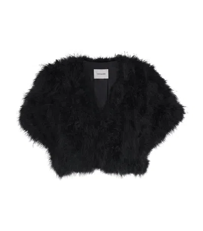 Yves Salomon Feather Bolero Jacket In Black