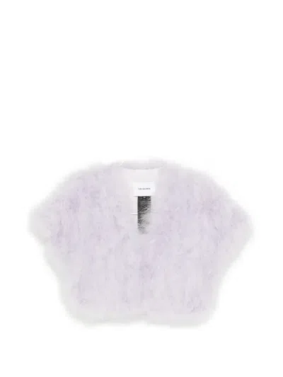 Yves Salomon Feather Cape In Purple
