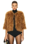 Yves Salomon Feather Cropped Jacket In Madeline
