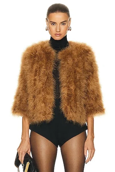Yves Salomon Feather Cropped Jacket In Madeline