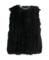 Yves Salomon Silk Feathered-finish Waistcoat In Black