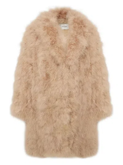 Yves Salomon Feather-detailing Coat In Multi