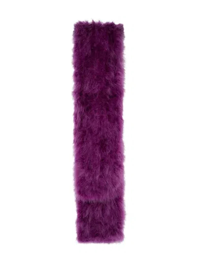 Yves Salomon Feather-detailing Scarf In Purple