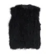 Yves Salomon Sleeveless Feather Silk Coat In Black