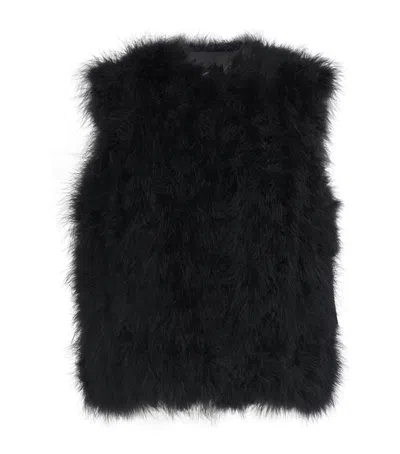 Yves Salomon Black Cropped Feather Vest