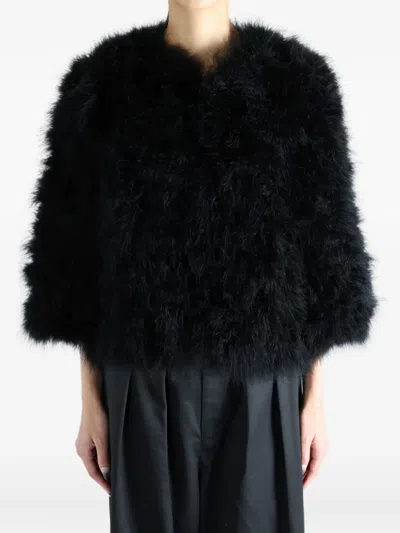 Yves Salomon Feather Jacket In Black