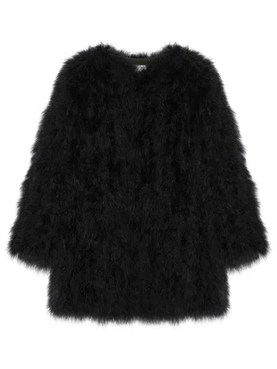 Yves Salomon Feather Jacket In Black