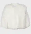 Yves Salomon White Cropped Feather Jacket In White