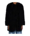 YVES SALOMON FEATHER ROUND-NECK CASUAL COAT