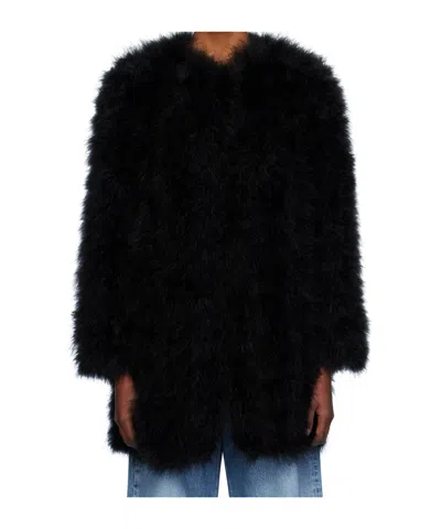 YVES SALOMON FEATHER ROUND-NECK CASUAL COAT