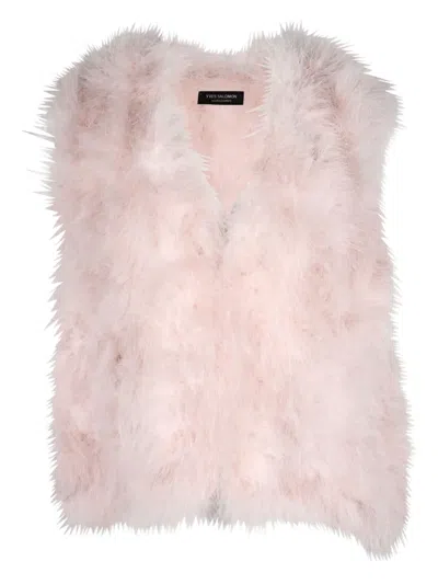 Pre-owned Yves Salomon Feather Satin Vest In Pink