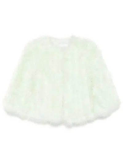 Yves Salomon Feather Silk Jacket In Green