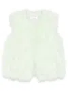 Yves Salomon Feather Silk Vest In Green