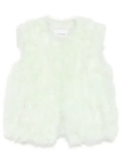 Yves Salomon Feather Silk Vest In Green